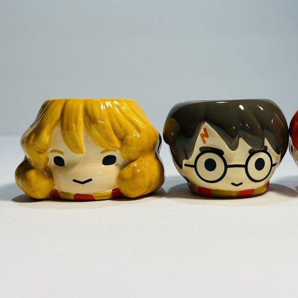 Harry Potter Ceramic 3D Sculpted Mini Cup Set, Three 3.5 oz Wizarding World - Picture 1 of 13
